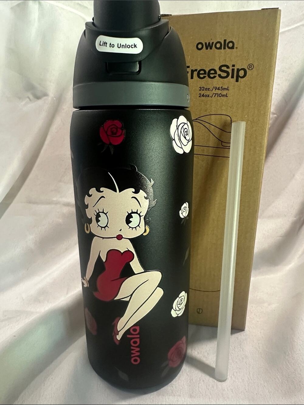 Custom Engraved Owala FreeSip Betty Boop Black 32 oz